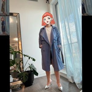 🧥💙Dusty Blue Trench Coat💙🧥 Model Height 5’
